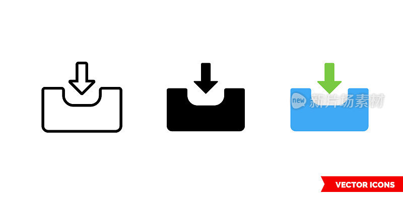 Input icon of 3 types color, black and white, outline. Isolated vector sign symbol